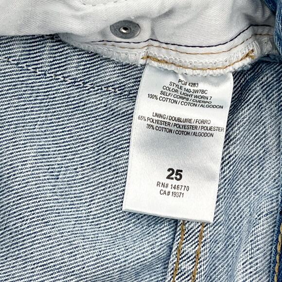 RE/DONE 70s Bootcut Jeans Light Worn 7 Distressed Knee Light Wash Cotton Size 25 - Picture 5 of 7